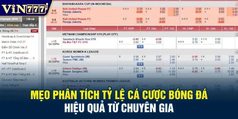 Mẹo phân tích tỷ lệ cá cược bóng đá hiệu quả từ chuyên gia